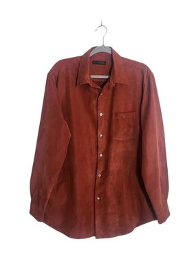 Via Europa Rust Brown Corduroy Button Down Shirt Size Large